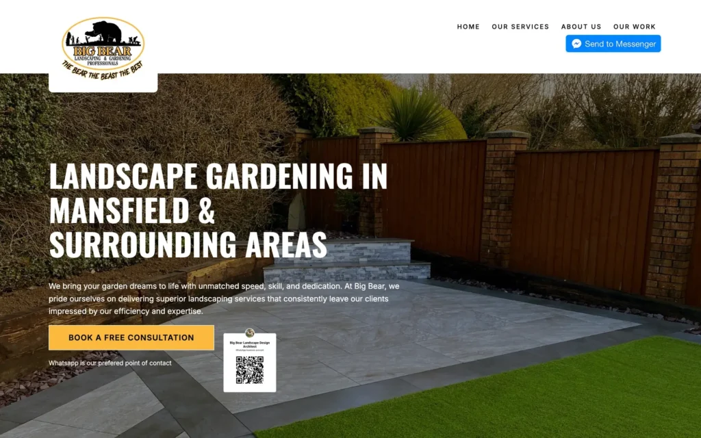 Big Bear Landscaping website homepage: landscape gardening in Mansfield