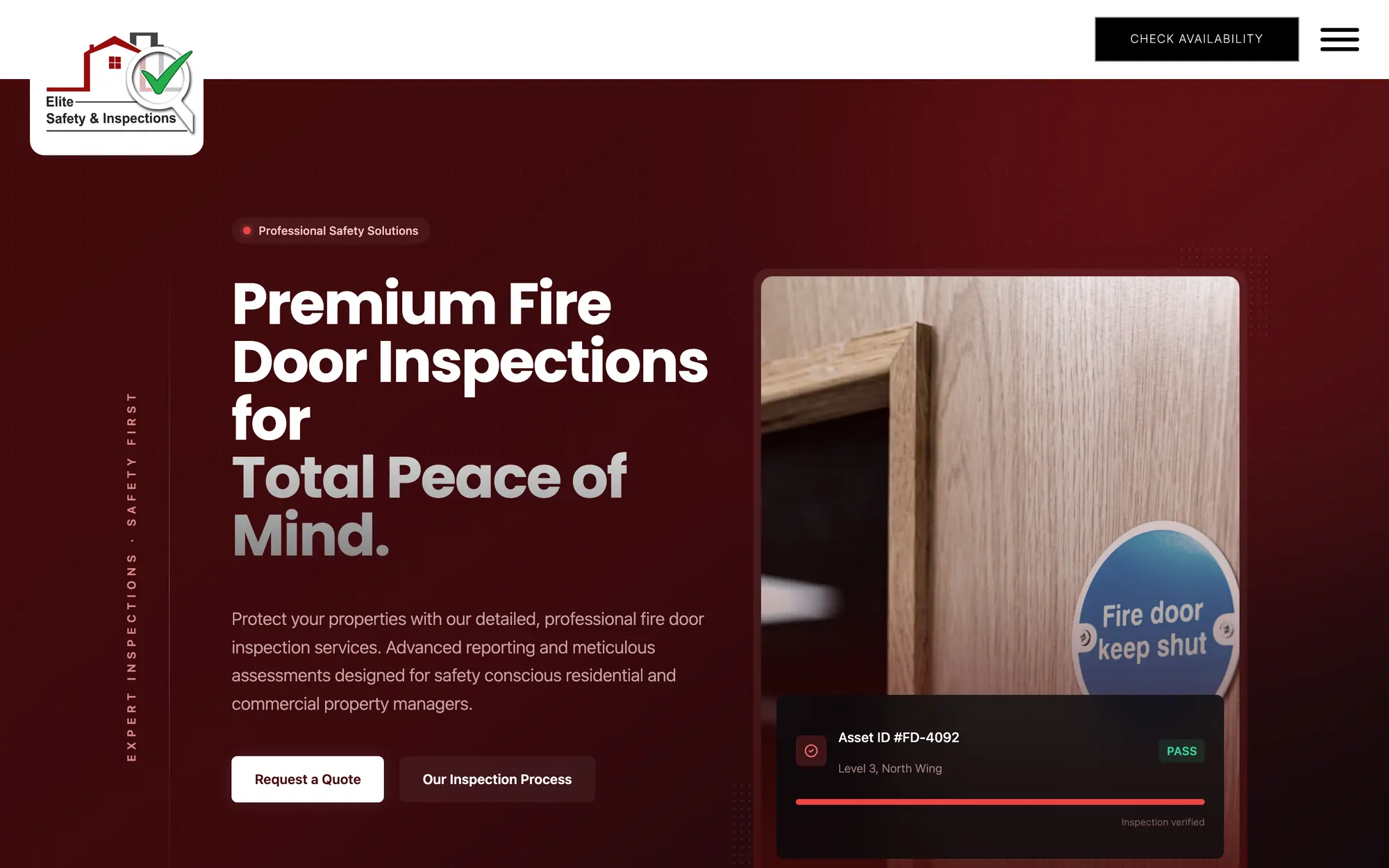 Elite Fire Doors website homepage, built by Simon Says Web Design