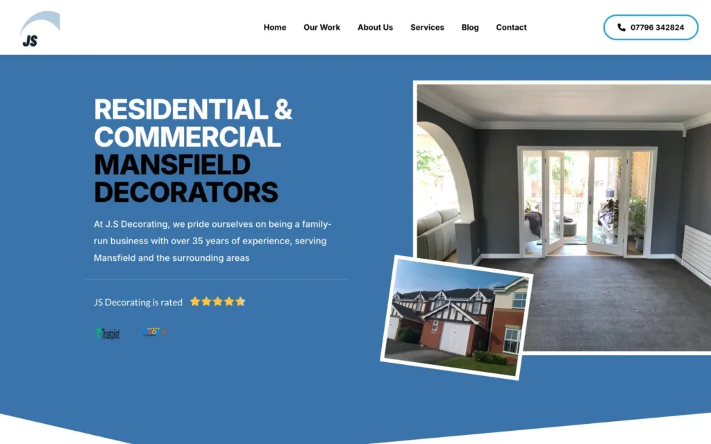 JS Decorating homepage: residential and commercial painters and decorators in Mansfield