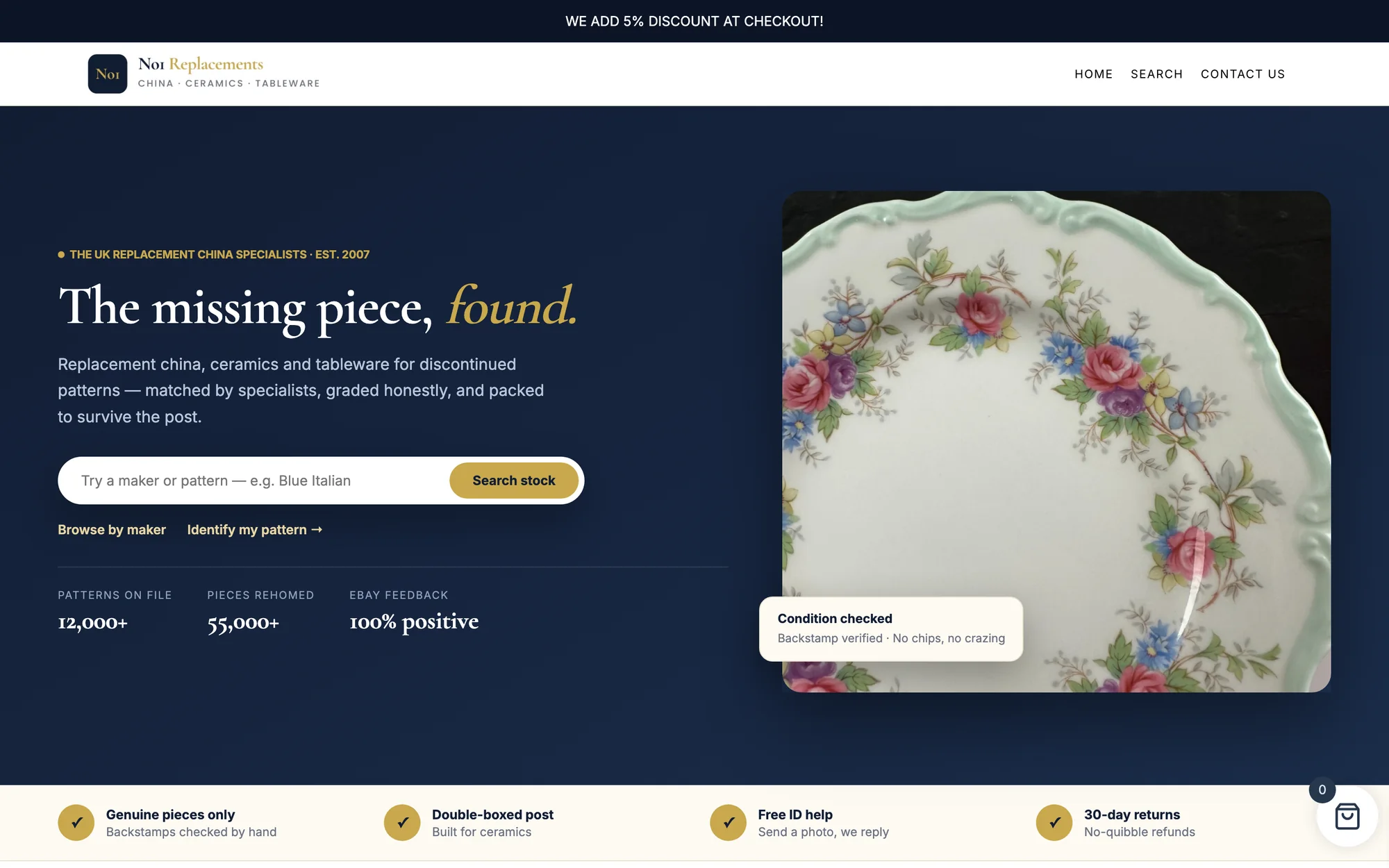 No1 Replacements website homepage, built by Simon Says Web Design