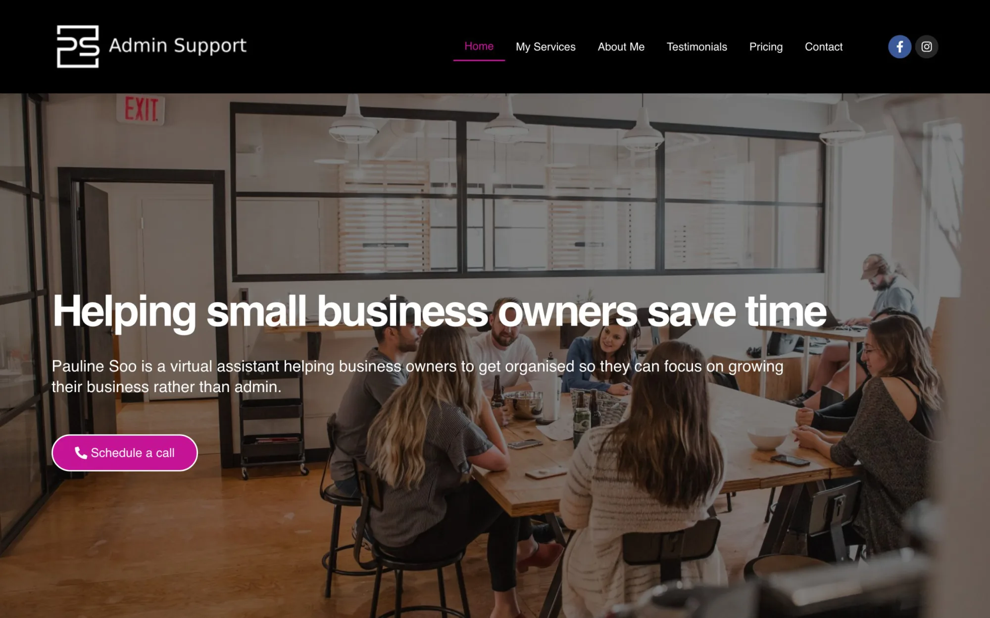 PS Admin Support website homepage, built by Simon Says Web Design