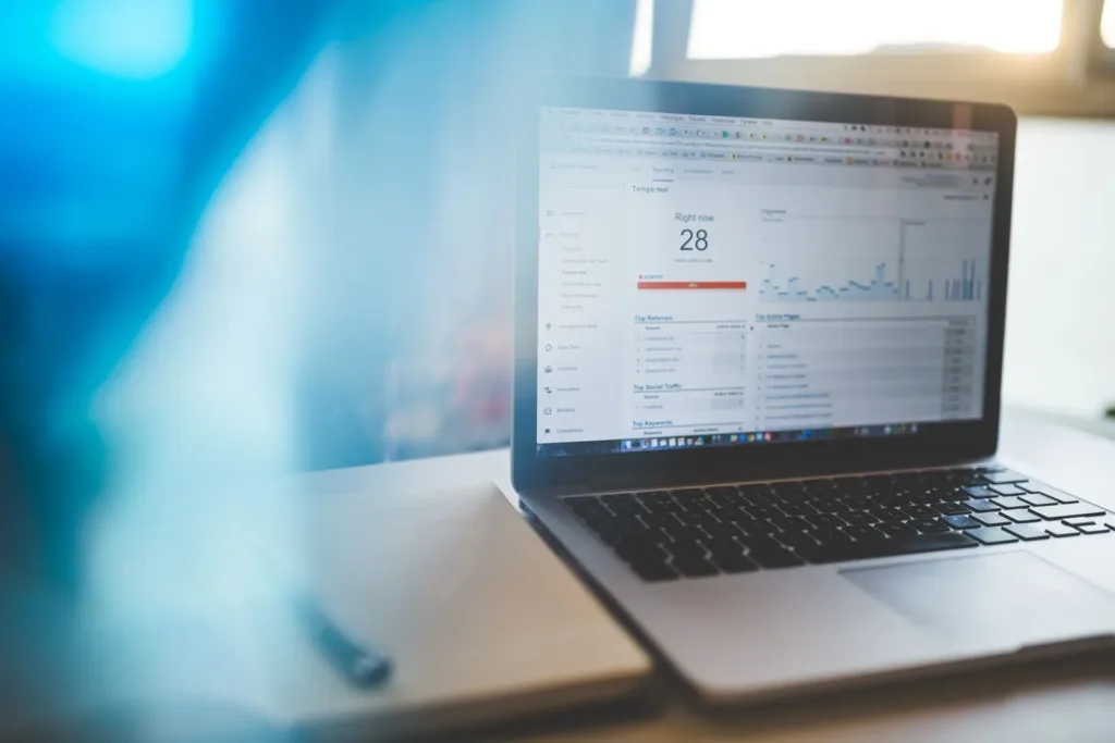 Laptop displaying website analytics