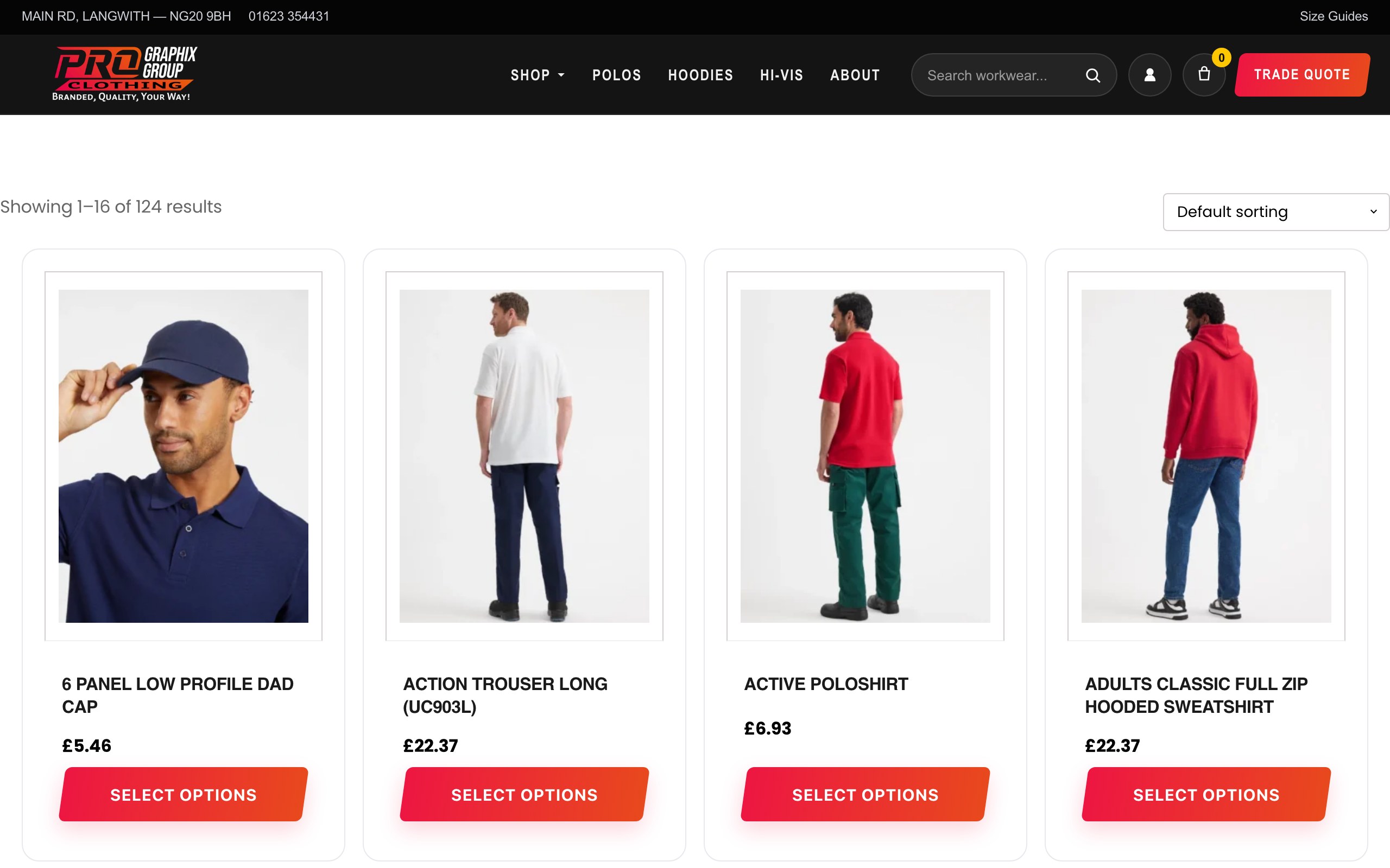 ProGraphix Clothing WooCommerce shop page, built by Simon Says Web Design