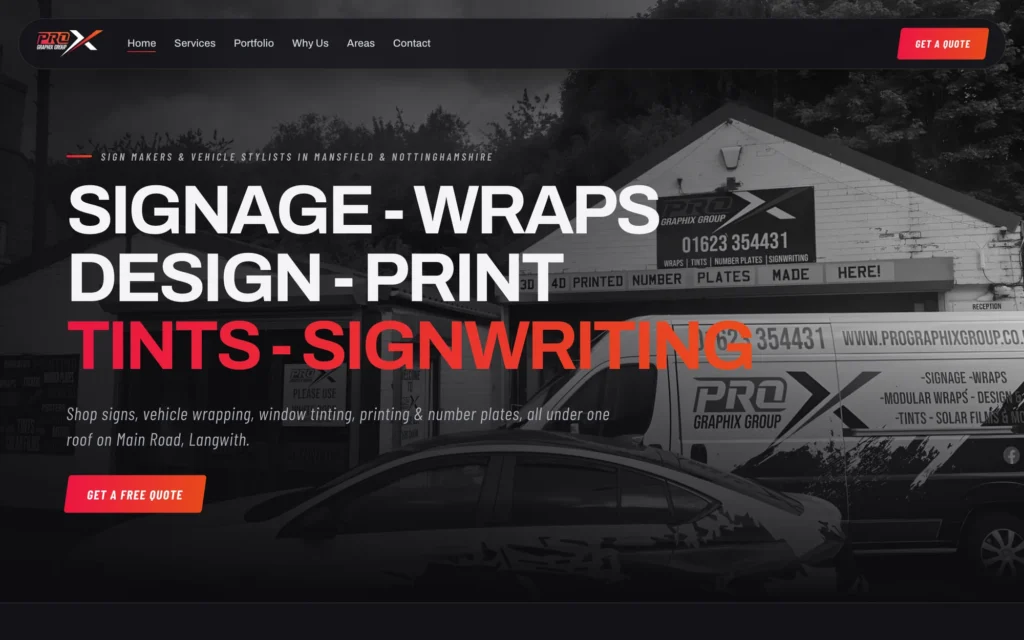 Pro Graphix Group homepage: sign makers and vehicle stylists in Mansfield and Nottinghamshire